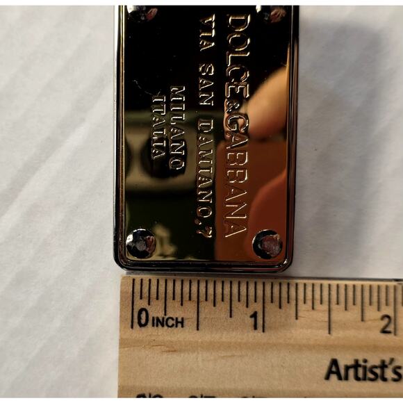 Dolce & Gabbana Black Patent Leather Belt Gold Logo Plaque Milano Italia Size 34 main image 16